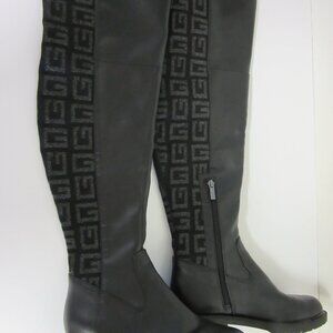 GUESS Signature Black Knee High Block Heel Size 6 1/2 M Boots